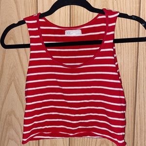 Cropped red and white striped tank